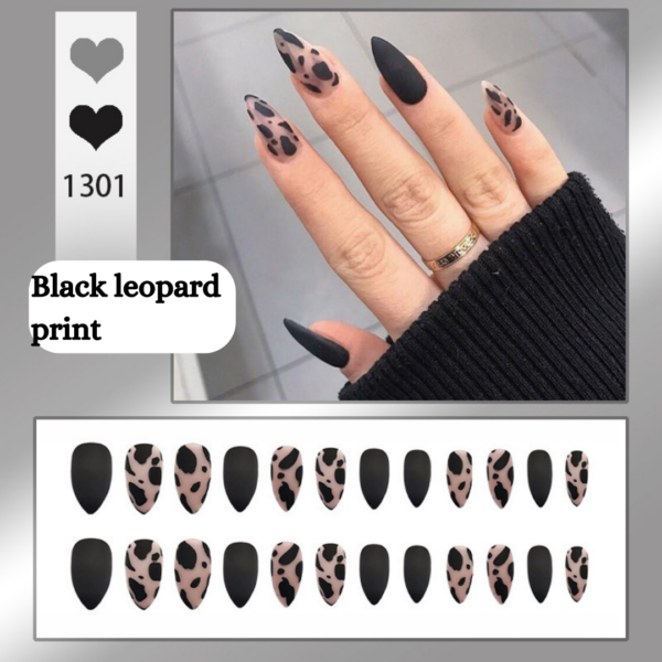 Black Leopard Print Press On Nails