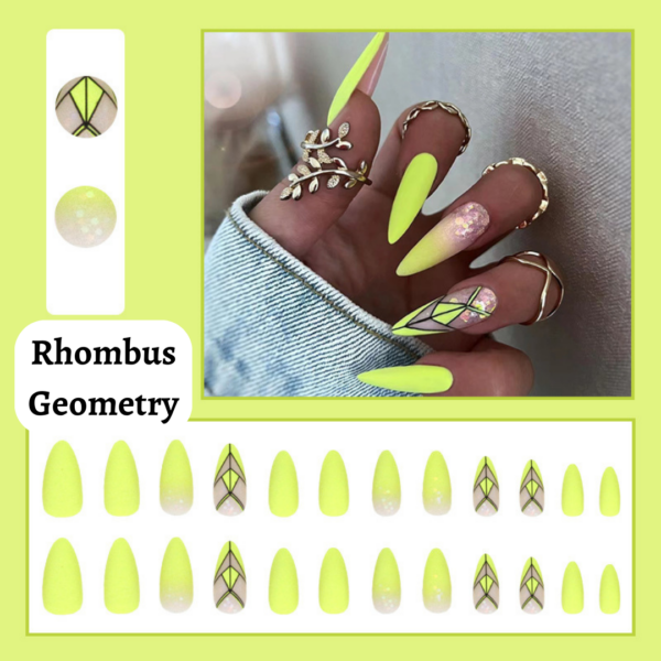 Rhombus Geometry Press On Nails