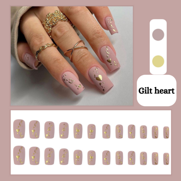 Gilt Heart Press On Nails