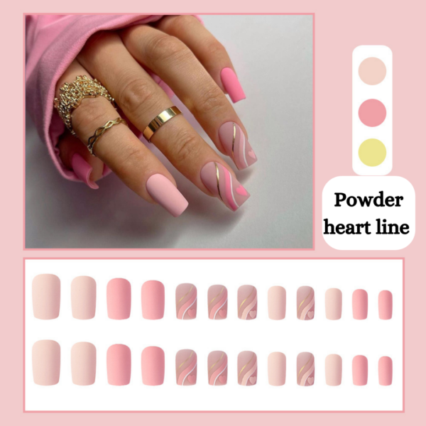 Powder Heart Line Press On Nails