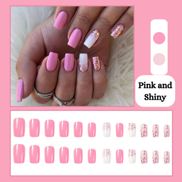 Pink and Shiny Press On Nails