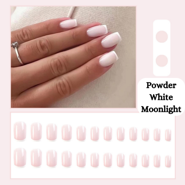 Powder White Moonlight Press On Nails