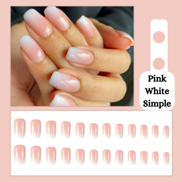 Pink White Simple Press On Nails