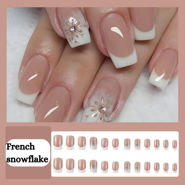 French Snowflake Press On Nails