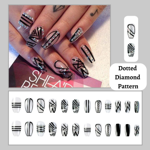 Dotted Diamond Pattern Press On Nails