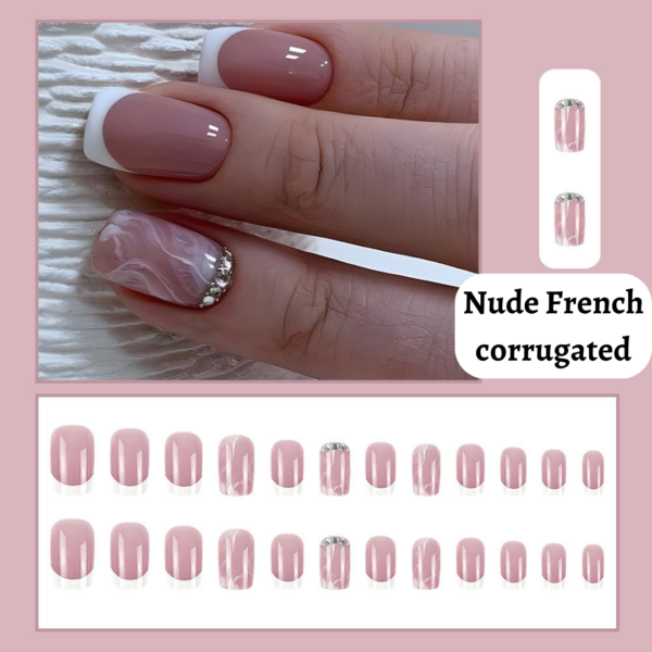 Nude French corrugated Press On Nails