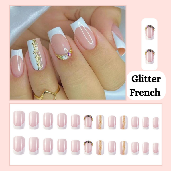 Glitter french I Press On Nails