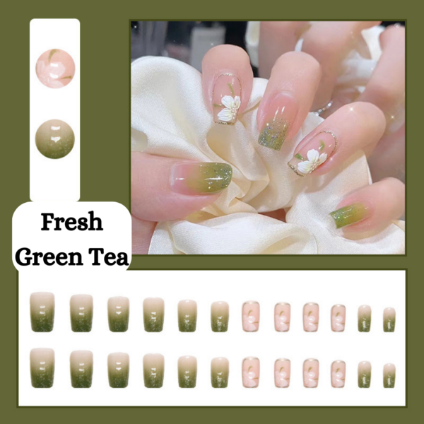 Fresh Green Tea Press On Nails