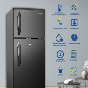 Skyrun 118Litres  Double Door Top Mount Fridge - BCD-118HC - Black