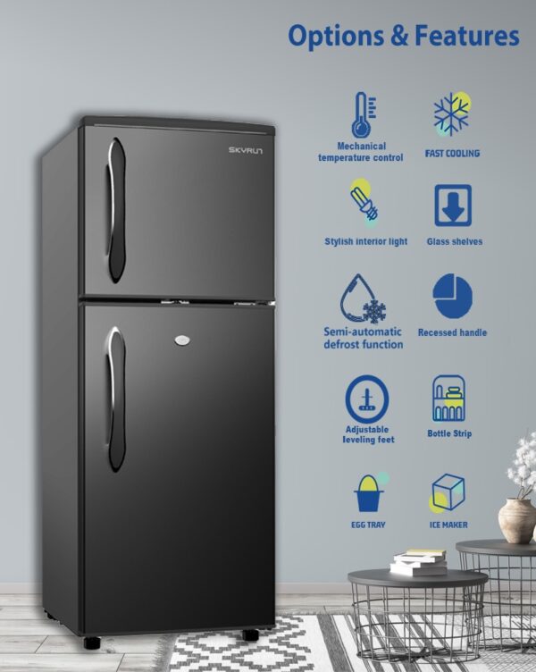 Skyrun 118Litres  Double Door Top Mount Fridge - BCD-118HC - Black