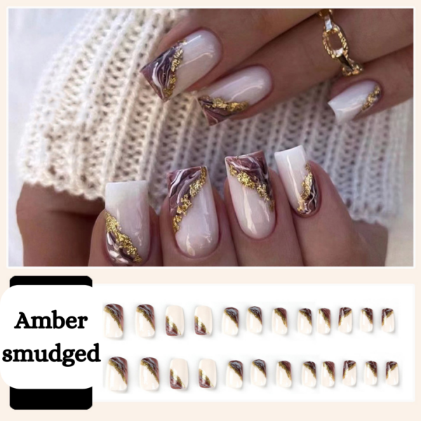 Amber Smudge Press On Nails