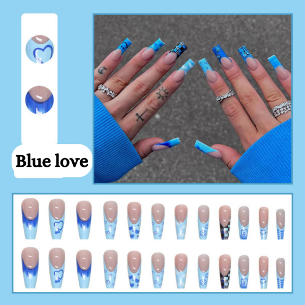 Blue Love Press On Nails