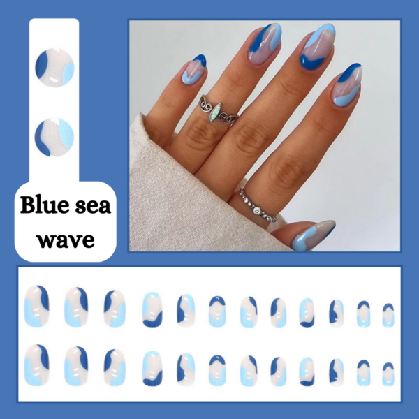 Blue sea wave Press On Nails