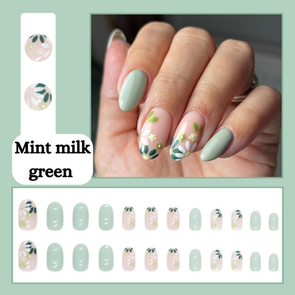 Mint Milk Green Press On Nails