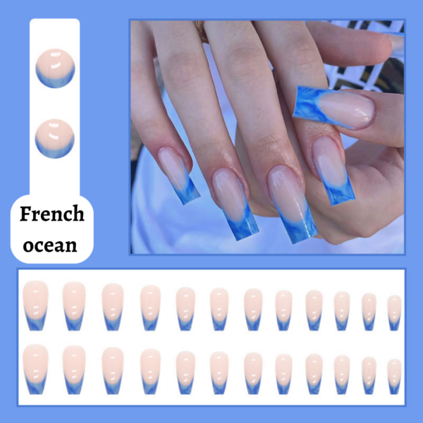 French Ocean Press On Nails