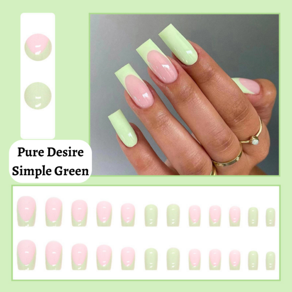 Pure Desire Simple Green Press On Nails