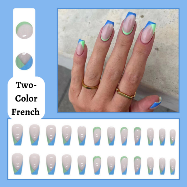 Two-Colour French Press On Nails