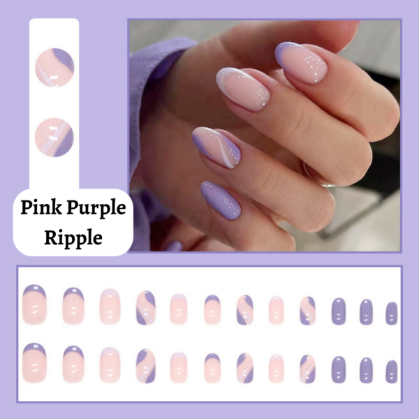 Pink Purple Ripple Press On Nails