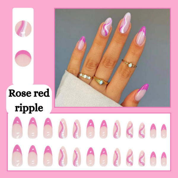 Rose red ripple Press On Nails