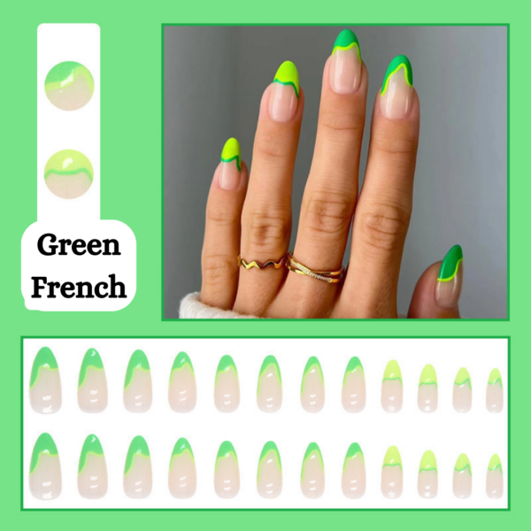 Green French Press On Nails