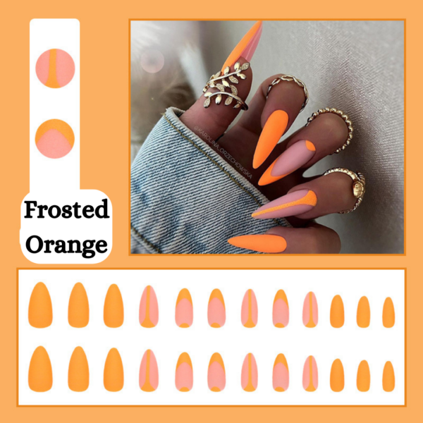 Frosted Orange Press On Nails