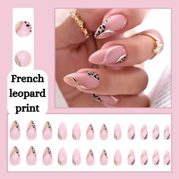 French gold leopard print Press On Nails