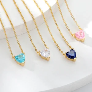 Heart Necklaces For Women Stainless Steel Gold Plated Chain Zircon Heart Pendant Choker Necklace Wedding Boho Jewelry Gift Femme