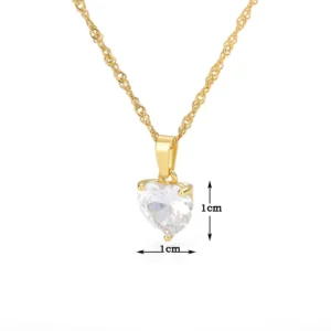 Heart Necklaces For Women Stainless Steel Gold Plated Chain Zircon Heart Pendant Choker Necklace Wedding Boho Jewelry Gift Femme