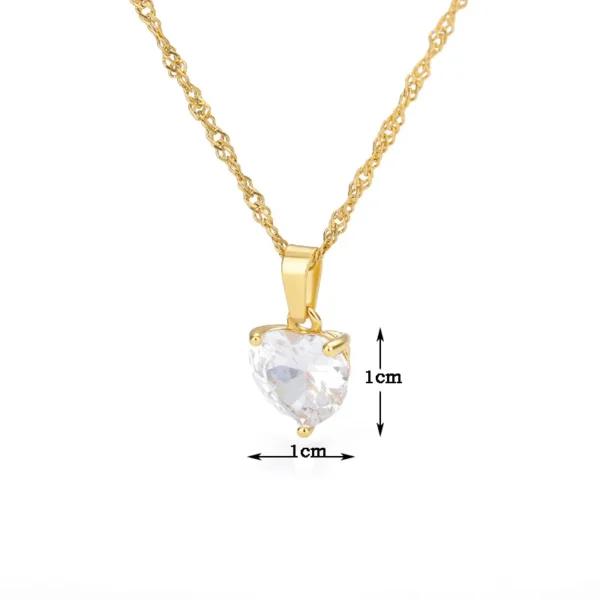 Heart Necklaces For Women Stainless Steel Gold Plated Chain Zircon Heart Pendant Choker Necklace Wedding Boho Jewelry Gift Femme