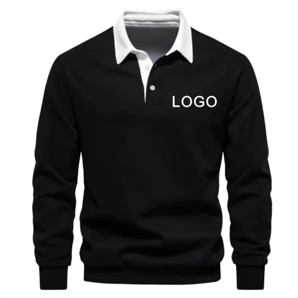 2024 Cotton Long-sleeved Polo Shirts High-quality Lapel Thickened Sweater Fashion Casual Mens Sweatshirts Customized Logo Print