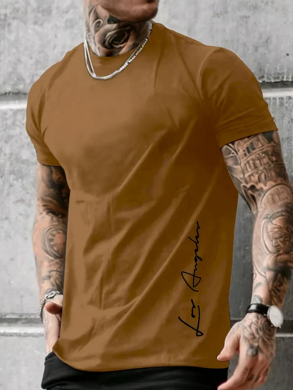 Men's 100 cotton summer loose Contrast Color Alphabet los Angelest print slim fit casual sports round neck short sleeved T-shirt