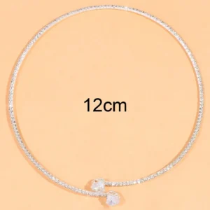 Fashion Rhinestone Heart Collar Choker Necklace for Women Simple Open Collar Necklace Torques Jewelry Accessories