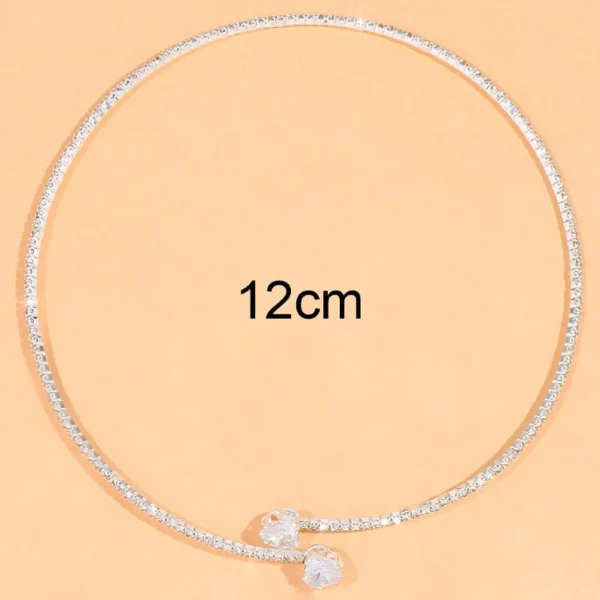 Fashion Rhinestone Heart Collar Choker Necklace for Women Simple Open Collar Necklace Torques Jewelry Accessories