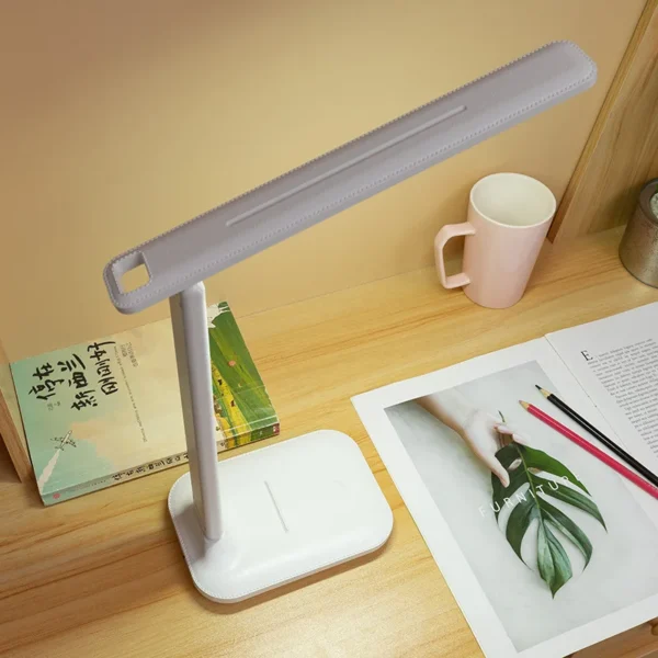 Desk Lamp LED Touch Switch White Folding Desk Lamp Bedroom Bedside Study Reading Eye Care Night Lamp USB Plug-in Dimmable White