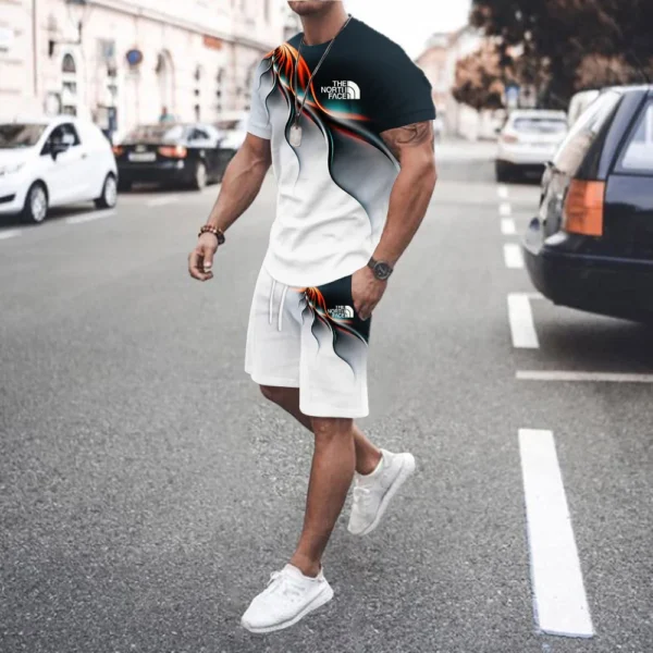 Summer Tracksuit Men Sports Set Casual Fitness Jogging Fashion Short Sleeve Cotton T-shirt + Shorts 2 Piece Sets Sportswear