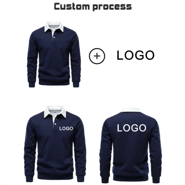 2024 Cotton Long-sleeved Polo Shirts High-quality Lapel Thickened Sweater Fashion Casual Mens Sweatshirts Customized Logo Print