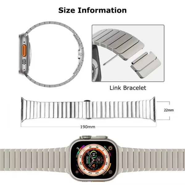 Metal Band For Apple Watch 46mm Stainless Steel Strap Iwatch Series 10 9 Ultra 49mm 42mm 44 45mm 40mm 41mm Bracelet Link Correa