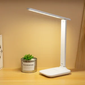 Desk Lamp LED Touch Switch White Folding Desk Lamp Bedroom Bedside Study Reading Eye Care Night Lamp USB Plug-in Dimmable White