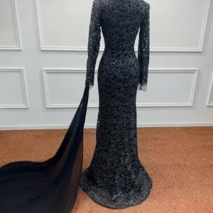 Black Lace Evening Dresses For Women 2024 V Neck Elegant Beading Crystal Vestido De Fiesta Wedding Party Gowns Formal customized