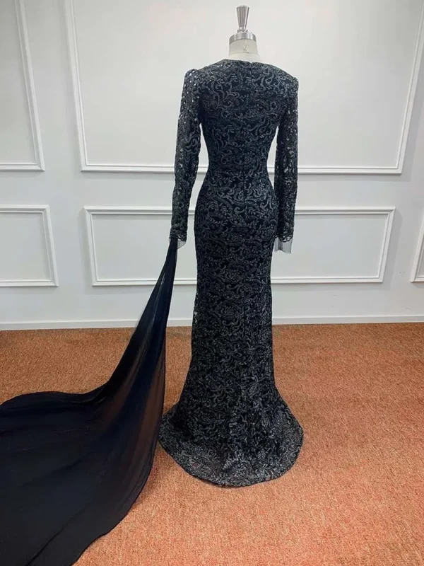 Black Lace Evening Dresses For Women 2024 V Neck Elegant Beading Crystal Vestido De Fiesta Wedding Party Gowns Formal customized