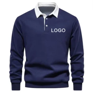 2024 Cotton Long-sleeved Polo Shirts High-quality Lapel Thickened Sweater Fashion Casual Mens Sweatshirts Customized Logo Print