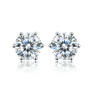 DW 0.5ct-2ct D Color Certified Moissanite Stud Earrings Lab Created Diamond 925 Sterling Silver Gold Plated Wedding Jewelry