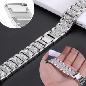 22mm Women Strap For Redmi Watch 5 Active Stainless Steel With Diamond Watchband For Redmi Watch 5 Lite Bracelet Metal Correa