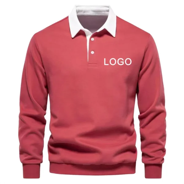 2024 Cotton Long-sleeved Polo Shirts High-quality Lapel Thickened Sweater Fashion Casual Mens Sweatshirts Customized Logo Print