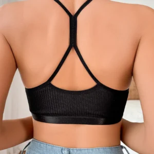 Sexy Ribbed Backless Women Bras Fitness Underwear Transparent Tank Top Sportswear Female Mesh Lingerie Breathable Camisole