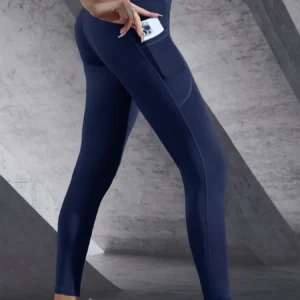 New High Waist Women's Leggings Stretch Yoga Pants Tights With Pockets Push Up Fitness Running Sportswear Solid Color Pants