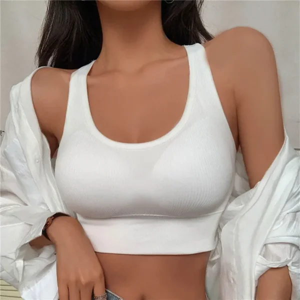 Summer Fashion Sexy Crop Top Women Bra Hollowed Back Cross Strap Yoga Sports Bra Breathable Underwear Female Fitness Vest