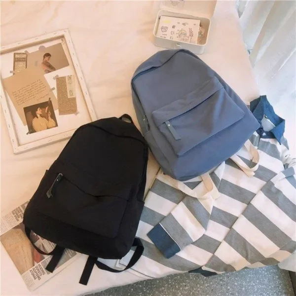 Ins Korean Version of Solid Color Simple Fashion Backpack Men's New Male and Female Leisure Middle School Backpack Tide