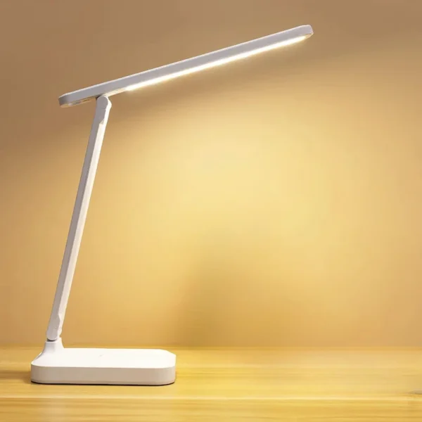 Desk Lamp LED Touch Switch White Folding Desk Lamp Bedroom Bedside Study Reading Eye Care Night Lamp USB Plug-in Dimmable White