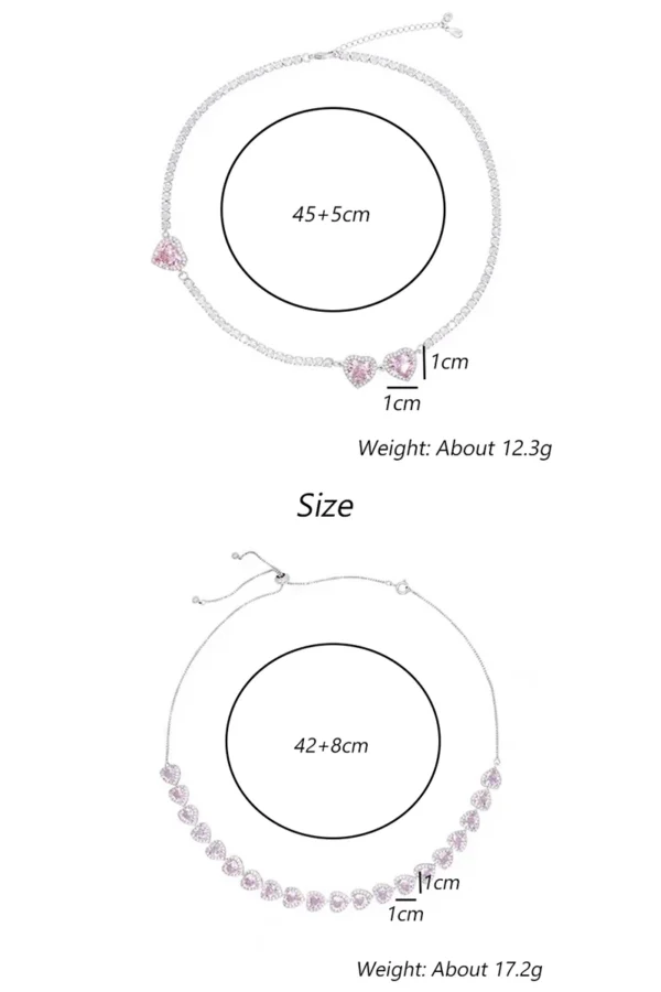 UILZ Sweet Pink Heart Zircon Choker Necklace for Women Girls Elegant Crystal Wedding Party Chain Collares Jewelry Free Shipping